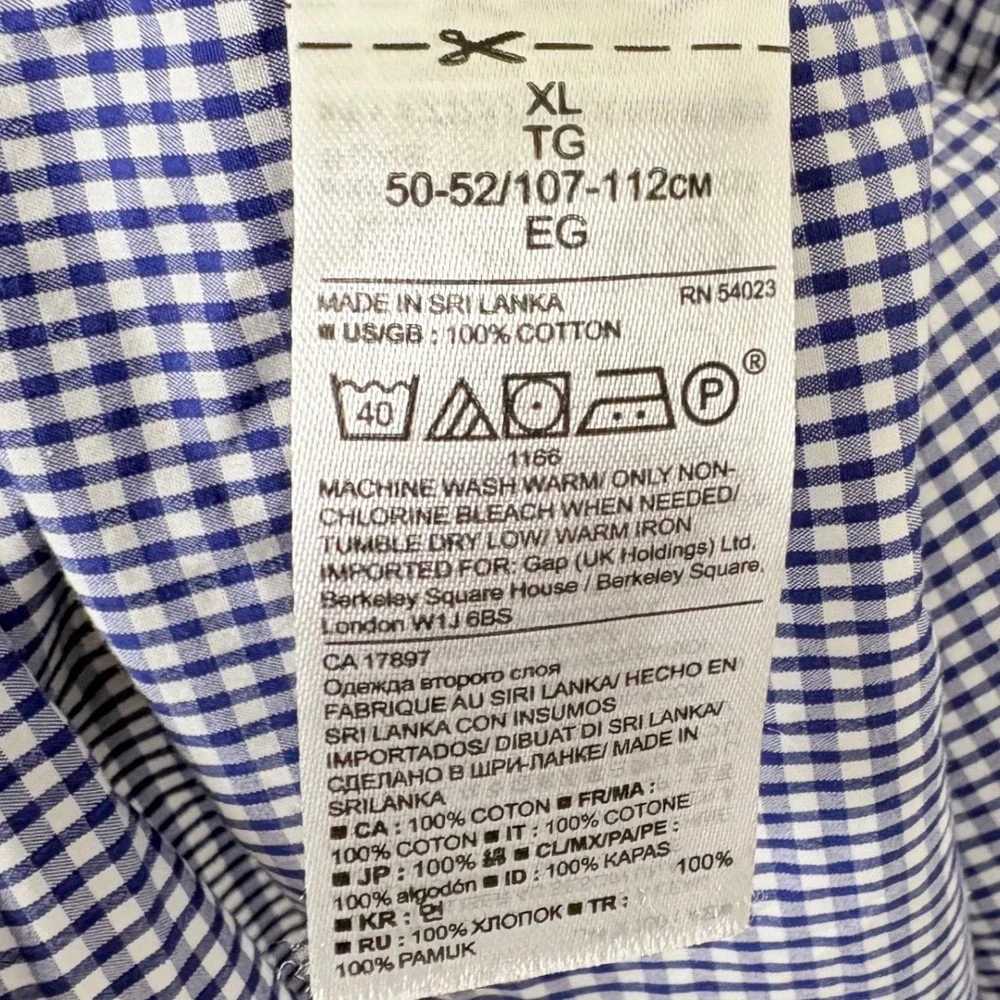 Banana Republic Button Down Shirt Mens XL Blue Gingham Cotton Casual Office